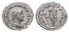 Philip I Antoninianus. Philip I Antoninianus. Antioch, AD 247. Radiate, draped and cuirassed bust of Philip I to right / Felicitas standing left, holding long caduceus tipped staff in her right hand a
