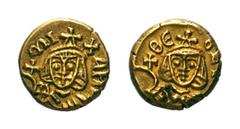 Michael II and Theophilus AV Tremissis. Michael II and Theophilus AV Tremissis. Syracuse, 820-829. Crowned facing bust of Michael II, holding globus cruciger / Crowned facing bust of Theophilus, holdi