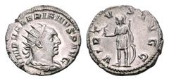 Valerian I AR Antoninianus. Viminacium, AD 253-254. Radiate, draped, and cuirassed bust right / Virtus standing facing, head left, holding Victory and shield set on ground. RIC V 267; MIR 36, 811d; RS
