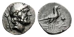 Lykia, Oinoanda AR Stater. Circa 2nd Century BC. Laureate head of Zeus, B and sceptre behind / Eagle standing right on thunderbolt, Γ and bunch of grapes to right, OINOANΔΕΩN in exergue. Cf. BMC Lycia