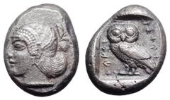 Dynasts of Lycia. Teththiveibi AR Stater. Circa 440-430 BC. Head of a goddess, perhaps Aphrodite, to left, wearing pearl necklace and spiral earring, her hair tied with bands and bound up at the back 