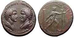 Marcus Aurelius and Lucius Verus Æ31 of Philadelphia, Lydia. Circa AD 161-169. Lad... Severus, archon (?). AVT K M AVP ANTΩNEINOC K AVP OVHPOC, confronted busts of Marcus Aurelius and Lucius Verus / S