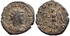 Vabalathus Æ Antoninianus. Antioch, March-May AD 272. IM C VHABALATHVS AVG, radiate, draped and cuirassed bust right / VICTORIA AVG, Victory advancing left, holding wreath and palm; star to left. RIC 
