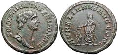 Aurelian Æ 'As'. Serdica, AD 274. SOL DOMINVS IMPERI ROMANI, draped bust of Sol right / AVRELIANVS AVG CONS, Aurelian standing left, holding long sceptre in left hand and sacrificing with patera held 