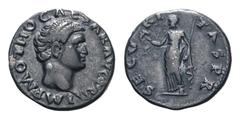 Otho AR Denarius. Rome, AD 69. IMP M OTHO CAESAR AVG TR P, bare head right / SECVRITAS P R, Securitas standing left, holding wreath and sceptre. RIC 8. 3.29g, 18mm, 6h. Good Fine. Rare.