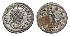 Carus Æ Antoninianus. Ticinum, AD 282. IMP C MAVR KARVS PF AVG (sic!), Radiate, draped and cuirassed bust right / VIRTVS AVG, Virtus standing right, holding spear and shield, QXXI in exergue. RIC 91 v