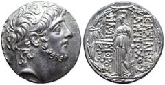 Seleukid Kings of Syria, Antiochos IX AR Tetradrachm. Antioch on the Orontes, 113-112 BC. Diademed head right, with short curly beard / BAΣIΛEΩΣ ANTIOXOY in two lines to right, ΦIΛOΠATOPOΣ on left; At