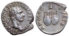 Trajan AR Drachm of Lycia. AD 98-99. ΑVT KAIC NЄP TRAIANOC CЄB ΓЄPM, laureate head right / ΔHM ЄΞ ΥΠAT B, two lyres, with owl above. SNG Copenhagen 45; SNG von Aulock 4267; BMC 10. 3.24g, 18mm, 6h. Go
