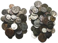 Mixed bronze and silver lot from Rome, includes Numerian, Quintillus, Carausius and Florian. 58 coins