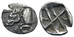 Dynasts of Lycia. Uncertain Dynast AR Sixth Stater. Circa 520-470/60 BC. 'Predynastic' period. Forepart of boar left / Incuse square divided by large X, indentations on three sides. Falghera 20 (1/3 S