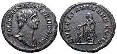 Aurelian Æ 'As'. Serdica, AD 274. SOL DOMINVS IMPERI ROMANI, draped bust of Sol right / AVRELIANVS AVG CONS, Aurelian standing left, holding long sceptre in left hand and sacrificing with patera held 