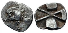 Dynasts of Lycia. Uncertain Dynast AR Sixth Stater. Circa 520-470/60 BC. 'Pre-dynastic' period. Forepart of boar left / Incuse square divided by large X, indentations on three sides. Falghera 20 (1/3 