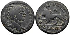 Caracalla Æ25 of Sardes, Lydia. AD 198-217. Radiate bust right / Lion advancing left, star above; ant queen in left field. BMC-; Imhoof-Blumer's Lydische Stadtmunzen -; SNG von Aulock -; SNG Copenhage