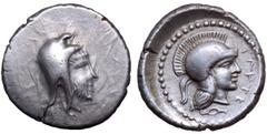 Lycia, Tlos AR Drachm. Circa 400-390 BC. Bearded head of Satrap right, wearing Persian kyrbasia / TLAHW (in Lycian), head of Athena right, wearing plain Attic crested helmet, diskeles below. Unpublish