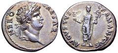 Nero AR Denarius. Rome, AD 64-65. NERO CAESAR, laureate head right / AVGVSTVS GERMANICVS, Nero, radiate and togate, standing facing holding branch and Victory on globe. RIC 47; WCN 22; BMC 60; RSC 45.