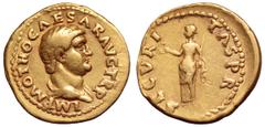Otho AV Aureus. Rome, January-April AD 69. IMP OTHO CAESAR AVG TR P, wigged head of Otho right / SECVRITAS P R, Securitas standing left, holding wreath in right hand and cradling sceptre in left arm. 