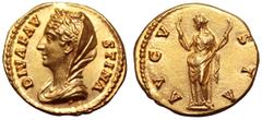 Diva Faustina Senior AV Aureus. Rome, after AD 141. DIVA FAVSTINA, diademed, veiled and draped bust of the deified Faustina to left / AVGVSTA, Ceres standing to left, veiled, holding torch in each han