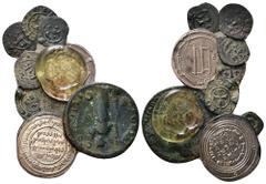 Lot of 11 coins including: Antoninus Pius sestertius; Manfred denarii [3], Charles of Anjou denarii [2], Conrad I denaro; Conradino denaro; Umayyad dirham; Abbasid dirham; Mamluk glass stamp. Mixed st