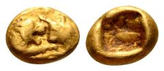 Kingdom of Lydia, Kroisos AV Twelfth Stater; Heavy Series. Sardes, circa 564-539 BC. Confronted foreparts of roaring lion and bull / Incuse punch. Walburg Type V; Berk 9. 0.89g, 7mm. Near very Fine.