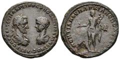 Macrinus and Diadumenian Æ28 of Marcianopolis, Moesia Inferior. AD 217-218. Pontianus, consular legate. AYT K OΠEΛΛI CEV MAKPEINOC K M OΠEΛΛI ANTΩNEINOC, laureate head of Macrinus right, facing bare h