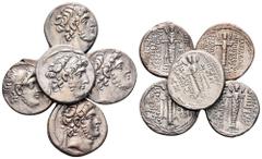 Lot of 5 AR Tetradrachms. Mostly Very Fine. Lot sold as is - no returns.
