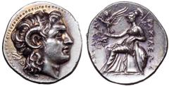 Kings of Thrace, Lysimachos AR Drachm. Ephesos, circa 294-287 BC. Diademed head of the deified Alexander the Great right, wearing horn of Ammon / Athena Nikephoros seated left, left arm resting on rim