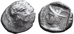 Lycia, Kadyanda AR Stater. Time of dynast Kheriga, circa 410-400 BC. Head of Athena right, wearing plain Attic crested helmet with raised cheek guard / KHADAVAVTUNE (Lycian), head of Hermes left, wear