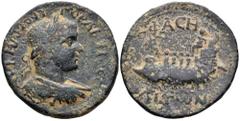 Gordian III Æ32 of Phaselis, Lycia. AD 238-244. Laureate, draped, and cuirassed bust right / Galley left, with four oarsmen and hortator at stern. SNG von Aulock 4443; SNG Copenhagen 128. 18.23g, 32mm