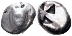 Islands off Attica, Aegina AR Stater. Circa 510-480 BC. Turtle / Incuse square with ‘Union Jack’ pattern. Milbank pl. 1, 11; HGC 6, 429. 12.14g, 20mm. Fine.