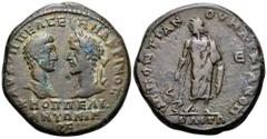 Macrinus and Diadumenian Æ28 of Marcianopolis, Moesia Inferior. AD 217-218. Pontianus, consular legate. AY K OΠΠEΛ CEVH MAKPINOC K M OΠΠEΛI ANTΩNINOC, bare head of Diadumenian right, facing laureate h