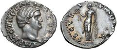 Otho AR Denarius. Rome, 15 January-8 March AD 69. IMP M OTHO CAESΛR AVG TR P, bare head right / SECVRITAS P R, Securitas, draped, standing left, holding wreath in right hand and cradling sceptre in le