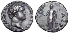 Otho AR Denarius. Rome, 15 January-8 March AD 69. IMP M OTHO CAESΛR AVG TR P, bare head right / SECVRITAS P R, Securitas, draped, standing left, holding wreath in right hand and cradling sceptre in le