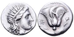 Rhodos, Rhodes AR Didrachm. Circa 295-280 BC. Radiate head of Helios right / Rose; star and NI to left. Ashton, 'Rhodian Coinage and the Colossus,' in RN 1988, 16 (A8/P9); SNG von Aulock 2770 (wrongly