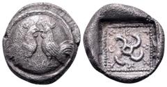 Dynast of Lycia, Teththiveibi AR Tetrobol. Circa 460-425 BC. Two cocks facing one another on a round shield / Tetraskeles in dotted square. Cf. SNG von Aulock 4158 (Stater); Traité pl. xcviii, 15. 2.6