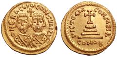 Revolt of the Heraclii AV Solidus. Alexandria or Cyprus, dated fixed IY 11 (summer AD 608). D N ERACLIO CONSVLI BA, facing busts of Heraclius and the Exarch Heraclius, each wearing slight beard and co