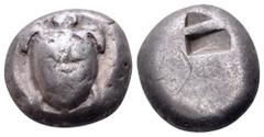 Islands off Attica, Aegina AR Stater. Circa 480-457 BC. Sea turtle, head in profile, with 'T-back' design on shell / Large square incuse with skew pattern. Meadows, Aegina, Group IIIa; HGC 6, 435. 10.