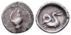 Dynasts of Lycia, uncertain dynast AR Obol. Circa 380-370 BC. Murex shell / Sea serpent (ketos?). CNG 70, lot 305 and CNG 93, lot 429; otherwise unpublished. 0.55g, 10mm. Good Very Fine. Extremely Rar