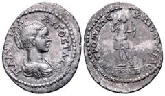 Plautilla AR Drachm of Caesarea, Cappadocia. AD 202-205. Draped bust right / Artemis drawing arrow from quiver with right hand, holding bow in left hand. Sydenham –; SNG von Aulock –; SNG Copenhagen –