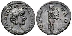 Salonina Æ20 of Alexandria, Troas. AD 254-268. Diademed and draped bust right / Statue of Apollo Smintheus right, with bow and patera. tripod to right. Cf. Bellinger A470-1 var. (Tyche on obverse); Co