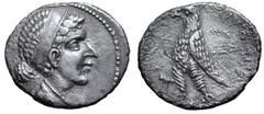 Greek Ptolemaic Kingdom of Egypt, Cleopatra VII AR Tetradrachm. Askalon, Year 64 Era of Askalon = 41/40 BC. Diademed bust of Cleopatra right, wearing necklace, hair plaited in rows and tied at back in