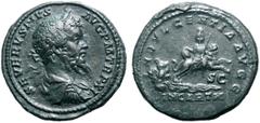 Roman Imperial Septimius Severus Ӕ Sestertius. Rome, AD 203. SEVERVS PIVS AVG P M TR P XI, laureate and cuirassed bust right / INDVLGENTIA AVGG, Dea Caelestis(?) riding right on lion, holding drum and