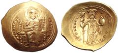 Byzantine Constantine X AV Histamenon Nomisma. Constantinople, AD 1059-1067. + IhS IXS REX REGNANThIm, Christ Pantokrator enthroned facing / + KWN RACΛO ΔOVKAC, Constantine standing facing, holding la