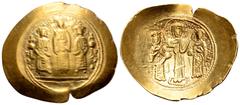 Byzantine Romanus IV AV Histamenon Nomisma. Constantinople, AD 1068-1071. Michael (in centre) Constantius (on left) and Andronicus (on right) all standing facing on dotted exergual band, all beardless