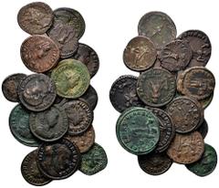 Lot of 17 Late Roman Æ Coins. Including Victorinus, Tetricus, Tacitus, Florian, Carinus, Numerian, Maximianus I, Galeria Valeria, Magnentius, Jovian, Valentinian II, Theodosius I, Honorius and Arcadiu