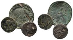 Large Lots Lot of 3 AR and Æ Roman Coins. Including a Republican serrate denarius of L. Memmius Galeria, a sestertius of Gordian III, and a nummus of Constantius II as Caesar. Good Fine - Good Very Fi