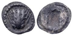 Greek Lucania, Metapontion AR Hemiobol. Circa 540-510 BC. Ear of barley with six grains / Incuse ear of barley with six grains. Noe Class I, 35ff; HN Italy 1462. 0.20g, 10mm, 12h. Very Fine.