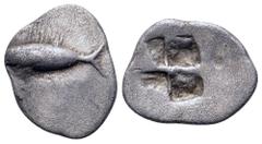 Greek Mysia, Kyzikos AR Hemiobol. Circa 550-480 BC. Tunny left / Quadripartite incuse square. Von Fritze II 5; SNG France –; SNG von Aulock 7328. 0.60g, 10mm. Good Very Fine.