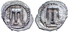 Greek Bruttium, Kroton AR Hemiobol. Circa 530-500 BC. Tripod, with legs terminating in lion's paws; QPO to left / Incuse tripod. Unpublished in the standard references, cf. Roma Numismatics XII, 2016,