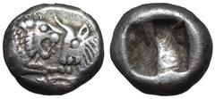 Greek Kingdom of Lydia, Kroisos AR 1/12 Stater. Sardes, circa 564/53-550/39 BC. Confronted foreparts of lion right and bull left / Incuse square. Berk 26-7; Traité I 413; SNG Kayhan 1020-1021; SNG von