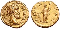 Roman Imperial Didius Julianus AV Aureus. Rome, 28 March - 1 June AD 193. IMP CAES M DID IVLIAN AVG, laureate head right / •P•M•TR•P•COS•, Fortuna standing left, holding rudder on globe and cornucopia